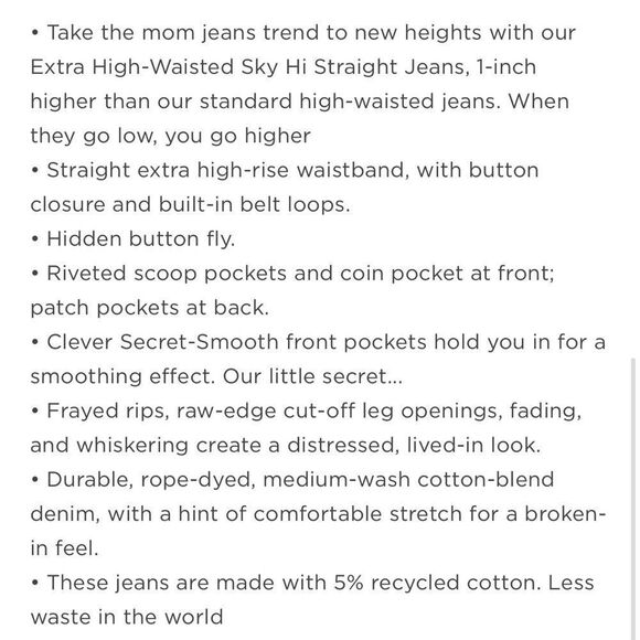 NWT- Old Navy- 14 & 26+. Sky-Hi Straight - Picture 11 of 11